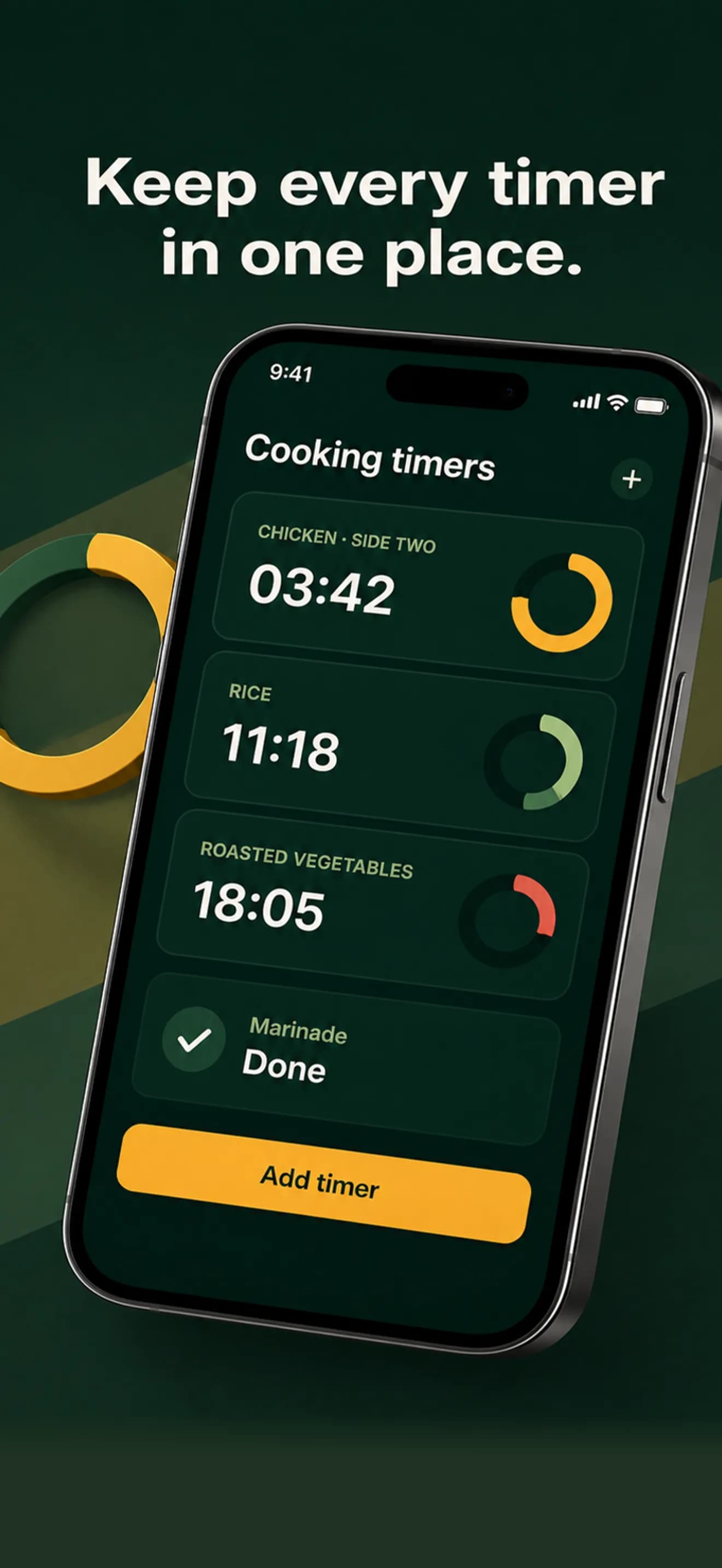 Dishloom showing multiple active cooking timers in one place